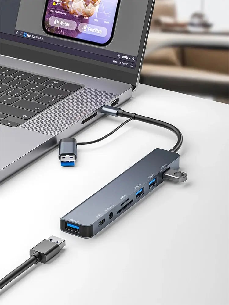 8-in-1 USB-C Docking Station: USB 3.0, SD/TF, Aux Ports, Aluminum Design